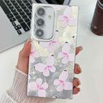 For Samsung Galaxy S24 FE 5G Plating Texture Butterfly TPU Phone Case with Glitter Lens Film(Pink Butterflies HU5)