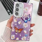 For Samsung Galaxy A35 5G Plating Texture Butterfly TPU Phone Case with Glitter Lens Film(Daisy Butterflies HU2)