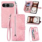 For OnePlus Nord 4 Embossed Flower Zipper Leather Phone Case(Pink)