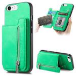 For iPhone 7 / 8 / SE 2022 Retro MagSafe Zipper Wallet Card Bag Back Phone Case(Green)
