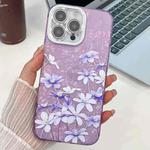 For iPhone 16 Pro Max Electroplating Flowers Plants Texture TPU Phone Case(Lilac Flowers FL16)