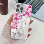 For iPhone 16 Pro Max Electroplating Flowers Plants Texture TPU Phone Case(Peach Blossom FL18)