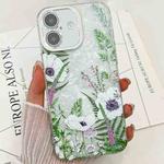 For iPhone 16 Plus Electroplating Flowers Plants Texture TPU Phone Case(Green Plants FL5)