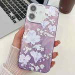 For iPhone 16 Plus Electroplating Flowers Plants Texture TPU Phone Case(Pale Purple FlowerFL11)