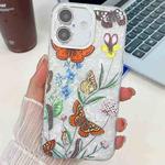 For iPhone 16 Plus Electroplating Flowers Plants Texture TPU Phone Case(Butterfly Love Flower FL17)