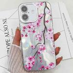 For iPhone 16 Electroplating Flowers Plants Texture TPU Phone Case(Plum Flower FL6)