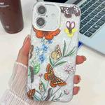 For iPhone 16 Electroplating Flowers Plants Texture TPU Phone Case(Butterfly Love Flower FL17)