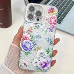 For iPhone 15 Pro Max Electroplating Flowers Plants Texture TPU Phone Case(Peony FL14)