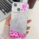 For iPhone 15 Electroplating Flowers Plants Texture TPU Phone Case(Sakura FL12)