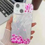 For iPhone 14 Electroplating Laser Flowers Plants Texture TPU Phone Case(Sakura FL12)