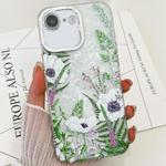 For iPhone 16e Electroplating Flowers Plants Texture TPU Phone Case(Green Plants FL5)