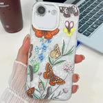 For iPhone 16e Electroplating Flowers Plants Texture TPU Phone Case(Butterfly Love Flower FL17)