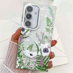 For Samsung Galaxy S25 5G Electroplating Flowers Plants Texture TPU Phone Case(Green Plants FL5)