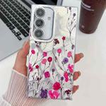 For Samsung Galaxy S25 5G Electroplating Flowers Plants Texture TPU Phone Case(Carnation FL7)