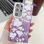 For Samsung Galaxy S25 Ultra 5G Electroplating Flowers Plants Texture TPU Phone Case(Pale Purple Flower FL11)