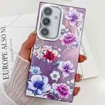 For Samsung Galaxy S24 FE 5G Electroplating Flowers Plants Texture TPU Phone Case(Purple Flowers FL1)