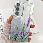 For Samsung Galaxy S24 FE 5G Electroplating Flowers Plants Texture TPU Phone Case(Lavender FL3)