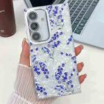 For Samsung Galaxy S24 FE 5G Electroplating Flowers Plants Texture TPU Phone Case(Blue Flower FL13)