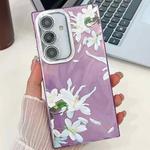 For Samsung Galaxy S24 FE 5G Electroplating Flowers Plants Texture TPU Phone Case(Gardenia FL15)
