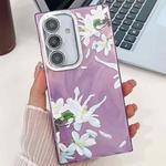 For Samsung Galaxy A55 5G Electroplating Flowers Plants Texture TPU Phone Case(Gardenia FL15)