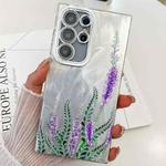 For Samsung Galaxy S24 Ultra 5G Electroplating Flowers Plants Texture TPU Phone Case(Lavender FL3)