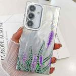 For Samsung Galaxy S24+ 5G Electroplating Flowers Plants Texture TPU Phone Case(Lavender FL3)