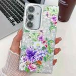 For Samsung Galaxy S24+ 5G Electroplating Flowers Plants Texture TPU Phone Case(Colorful Peony FL10)