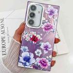 For Samsung Galaxy S24 5G Electroplating Flowers Plants Texture TPU Phone Case(Purple Flowers FL1)