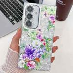 For Samsung Galaxy A25 5G Electroplating Flowers Plants Texture TPU Phone Case(Colorful Peony FL10)
