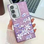 For Samsung Galaxy A25 5G Electroplating Flowers Plants Texture TPU Phone Case(Lilac Flowers FL16)