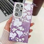 For Samsung Galaxy S23 Ultra 5G Electroplating Flowers Plants Texture TPU Phone Case(Pale Purple Flower FL11)