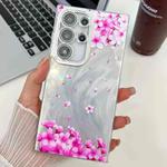 For Samsung Galaxy S23 Ultra 5G Electroplating Flowers Plants Texture TPU Phone Case(Sakura FL12)