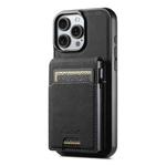 For iPhone 14 Pro Max Suteni H19 Litchi Grain 2-in-1 MagSafe Removable Card Box Back Phone Case(Black)