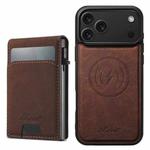 For iPhone 17 Pro Suteni H19 Litchi Grain 2-in-1 MagSafe Removable Card Box Back Phone Case(Brown)
