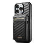 For iPhone 16 Pro Suteni H19 Carbon Fiber Grain 2-in-1 MagSafe Removable Card Box Back Phone Case(Black)