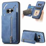 For Nothing Phone 2a Retro MagSafe Zipper Wallet Card Bag Back Phone Case(Blue)