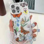 For iPhone 16 Pro Max Electroplating Flowers Plants Texture Wristband TPU Phone Case(Butterfly Love Flower FL17)