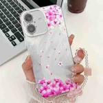 For iPhone 16 Plus Electroplating Flowers Plants Texture Wristband TPU Phone Case(Sakura FL12)