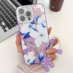 For iPhone 15 Pro Electroplating Flowers Plants Texture Wristband TPU Phone Case(Bougainvillea FL8)