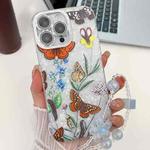 For iPhone 15 Pro Electroplating Flowers Plants Texture Wristband TPU Phone Case(Butterfly Love Flower FL17)