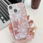 For iPhone 15 Electroplating Flowers Plants Texture Wristband TPU Phone Case(Sketch Lily FL9)