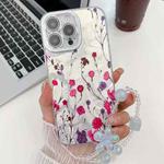 For iPhone 14 Pro Max Electroplating Flowers Plants Texture Wristband TPU Phone Case(Carnation FL7)