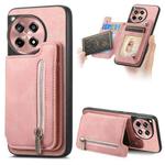 For OnePlus Nord CE4 / Ace 3V Retro MagSafe Zipper Wallet Card Bag Back Phone Case(Pink)