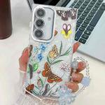 For Samsung Galaxy S25 5G Electroplating Flowers Plants Texture Wristband TPU Phone Case(Butterfly Love Flower FL17)