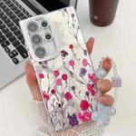 For Samsung Galaxy S25 Ultra 5G Electroplating Flowers Plants Texture Wristband TPU Phone Case(Carnation FL7)