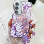 For Samsung Galaxy S24 FE 5G Electroplating Flowers Plants Texture Wristband TPU Phone Case(Azalea FL4)