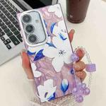 For Samsung Galaxy S24 FE 5G Electroplating Flowers Plants Texture Wristband TPU Phone Case(Bougainvillea FL8)