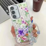 For Samsung Galaxy S24 FE 5G Electroplating Flowers Plants Texture Wristband TPU Phone Case(Colorful Peony FL10)
