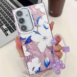 For Samsung Galaxy A35 5G Electroplating Flowers Plants Texture Wristband TPU Phone Case(Bougainvillea FL8)