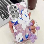 For Samsung Galaxy S24 Ultra 5G Electroplating Flowers Plants Texture Wristband TPU Phone Case(Bougainvillea FL8)